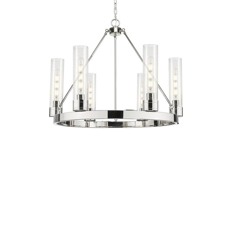 Innovations Lighting 617-6CR-24-29 Boreas Chandelier Boreas 6 Light - Polished Nickel / Seedy