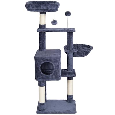 Cat Tree for Indoor Cats, Cat Tower with Cat Condo, Sisal Scratching Post, Hammock, Top Perch, Jumping Platforms