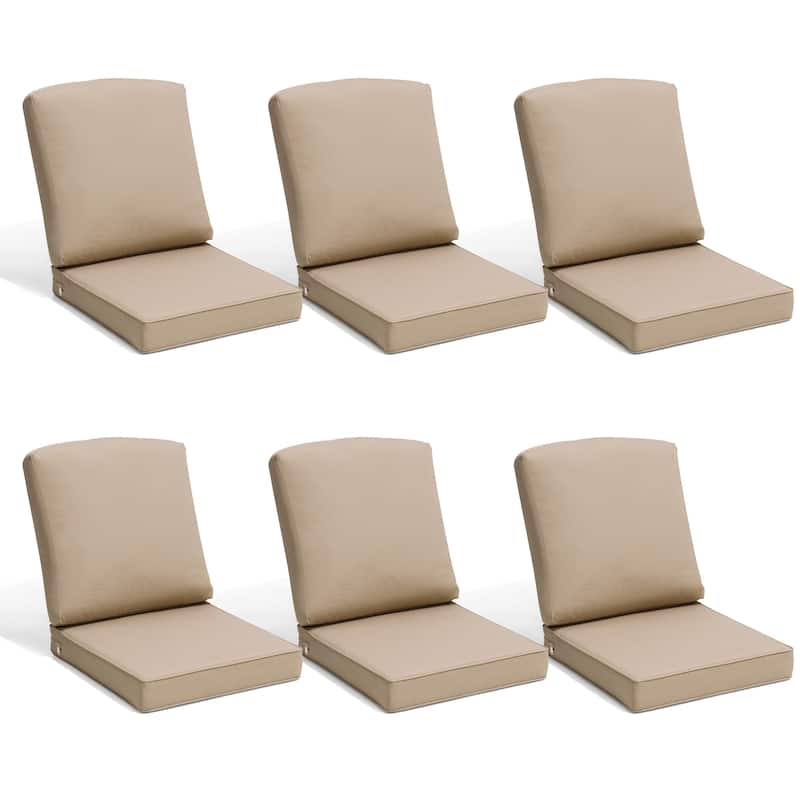 21 W in x 22 D in Outdoor Deep Seat Chair Cushion Set Dining Patio Chair Pad Set - 6-Seater - Beige