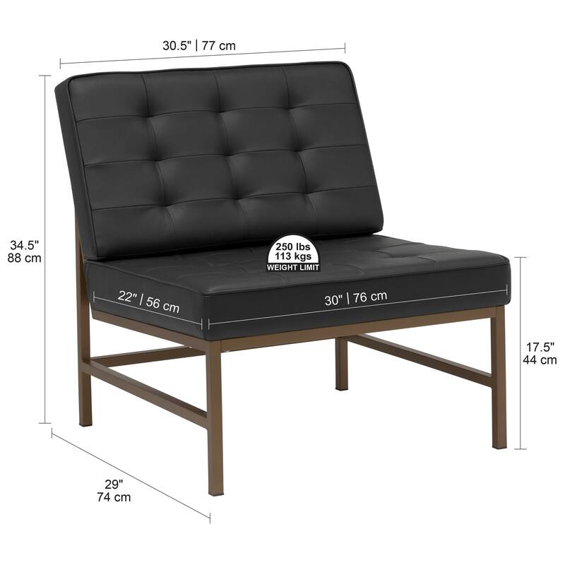Studio Designs Home Ashlar Metal and Tufted Blended Leather Armless Accent Chair