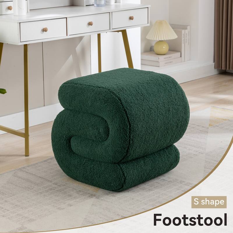 Sshape Velvet Fabric Ottoman Makeup Stool Footstool,