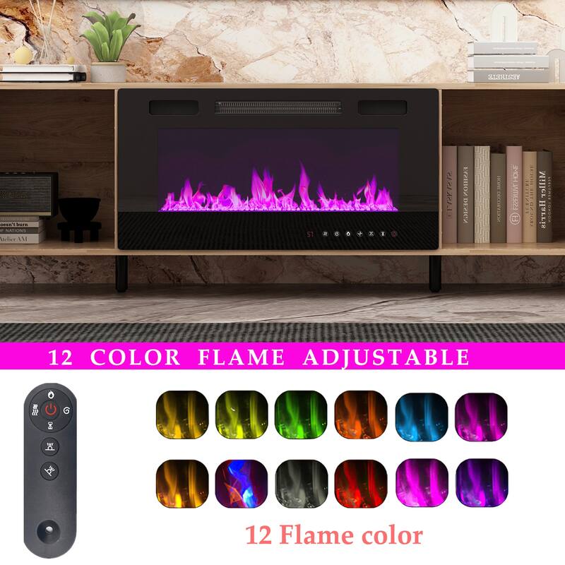 Entertainment Center with Fireplace Option:2 Flame Modes1500W 68.9"W