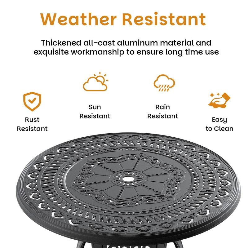5-Piece Cast Aluminum Outdoor Dining Set with 39.37 in. Round Table and Seat Cushions