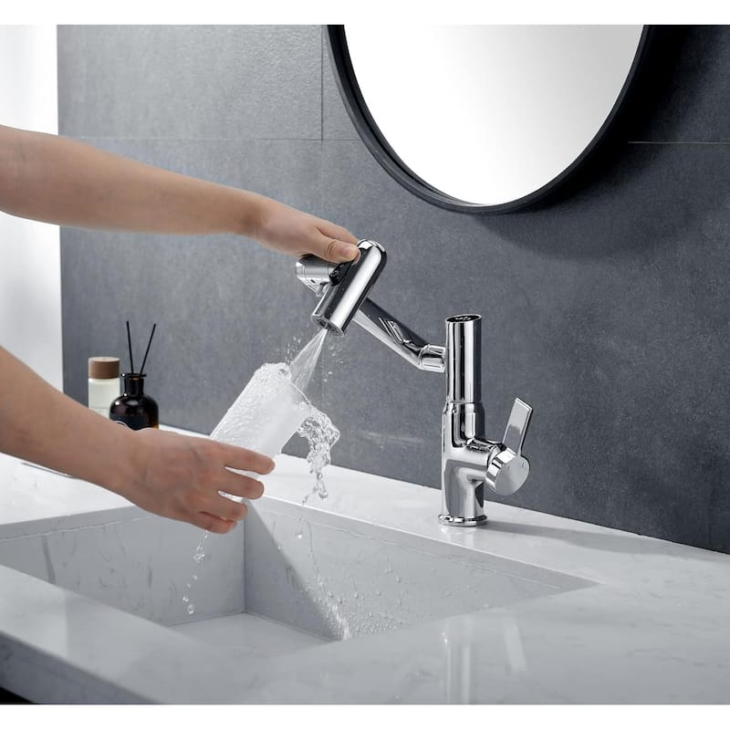 Lefton Rotatable Bathroom Faucet with Temperature Display in Fahrenheit (Batteries-Free), BF2204