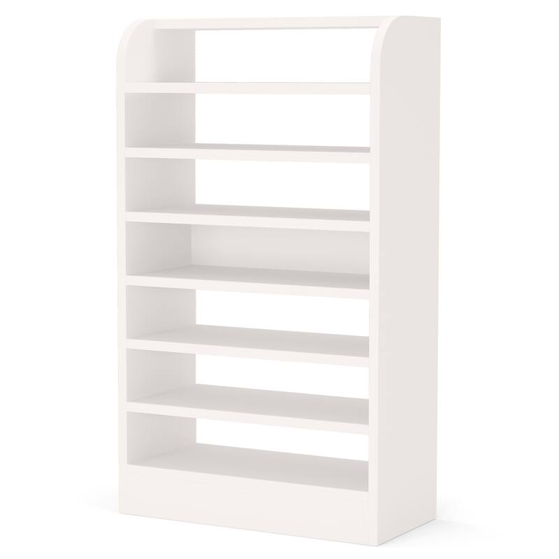 25" Width White Shoe Rack, 8-Tier Tall Shoe Shelf, White