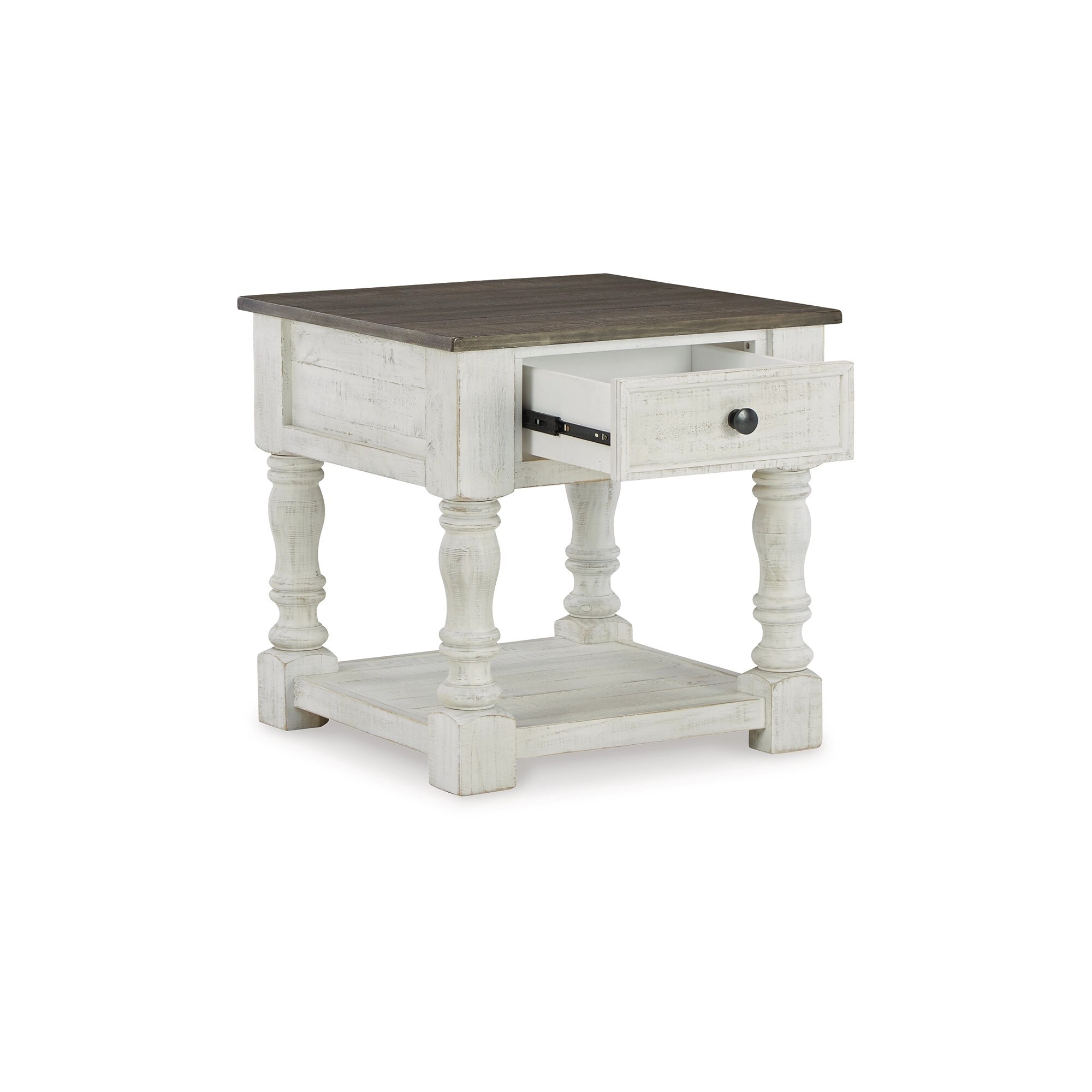Tex 25 Inch Square Side End Table Gray Plank Style Surface White