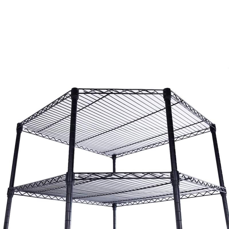 6-Tier Wire Shelving Rack Corner Unit Storage Adjustable Shelf Black