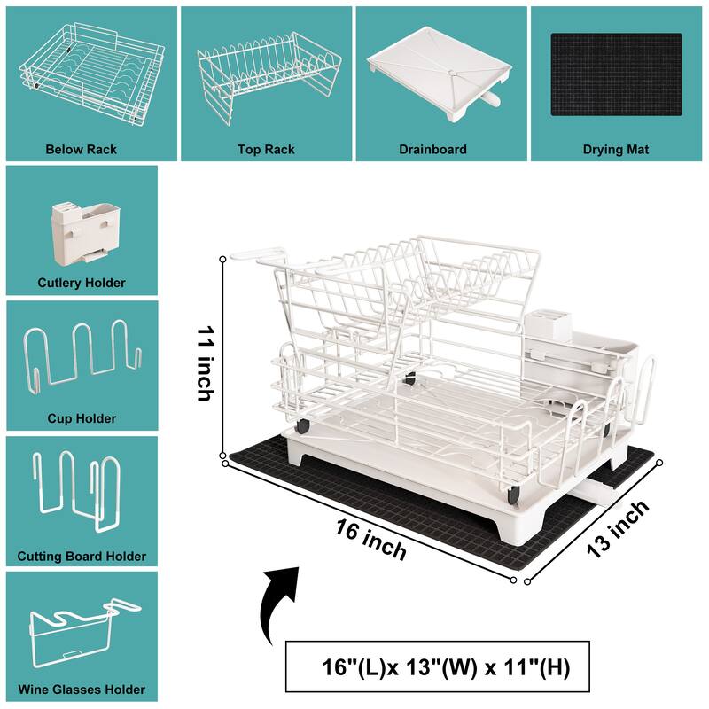 JASIWAY 2 Tier Kitchen Stainless Steel Dish Rack