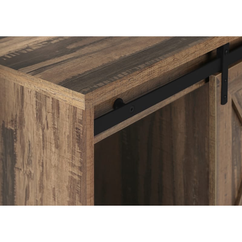 Modern Farmhouse 60" TV Stand, Reclaimed Wood Look, Sliding Barn Doors, Storage Cabinets for Entertainment Center