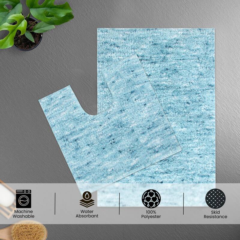 Home Weavers Cloud Comfort 100% Microfiber Bath Rug Set, Water Absorbent Soft Microfiber Shaggy Mat Machine Washable - 3Pc Set