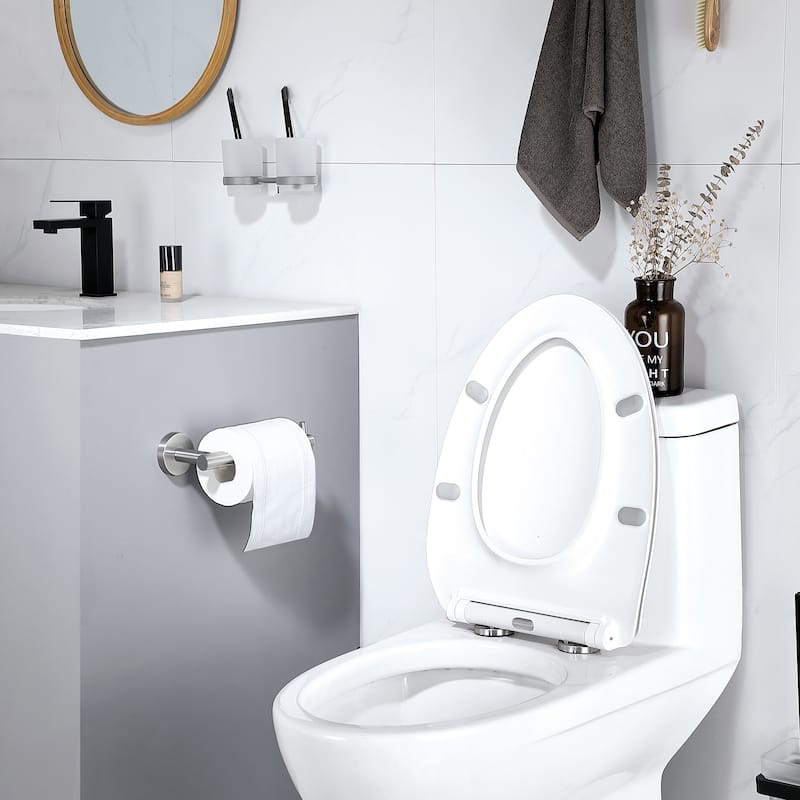 Wall-Mount Toilet Paper Holder Non-Slip Tissue Paper Holder(2 pieces) - Satin Nickel