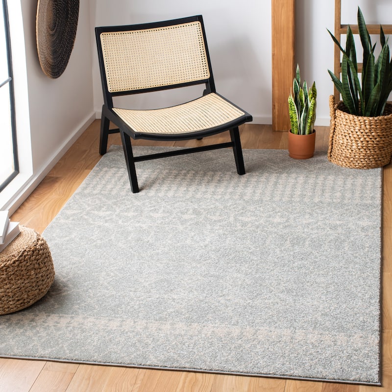 SAFAVIEH Tulum Ethelyn Rustic Moroccan Boho Tribal Rug - 3' x 5' - Light Grey/Ivory - Runner/Rectangle