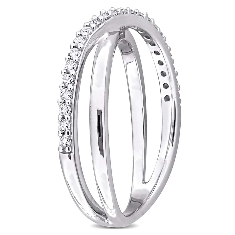 Miadora 1/4ct DEW Created Moissanite Criss-Cross Ring in Sterling Silver