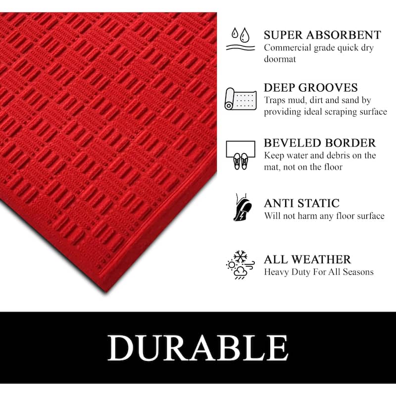 A1HC New All Weather Superior Dirt and Moisture Absorbing Polypropylene Door Mat with Non-Slip Backing for Inside Outside Use