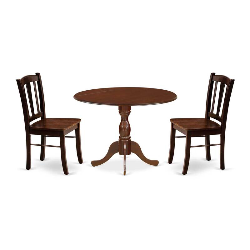 3-Piece Mahogany Finish Solid Wood Top - Dining Room Set - Seats-4