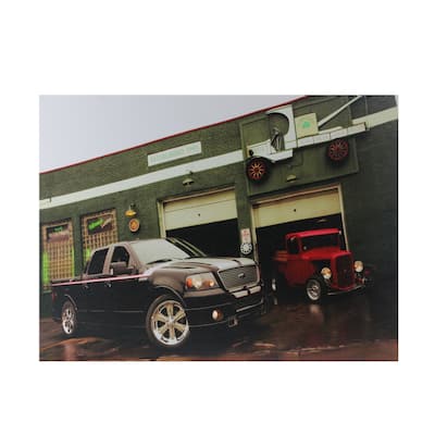 LED Ford Trucks at O'Briens Auto Service Canvas Wall Art 15.75"x12"