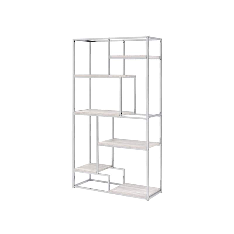 Kinnego Contemporary 6-Shelf Metal Bookcase by Furniture of America
