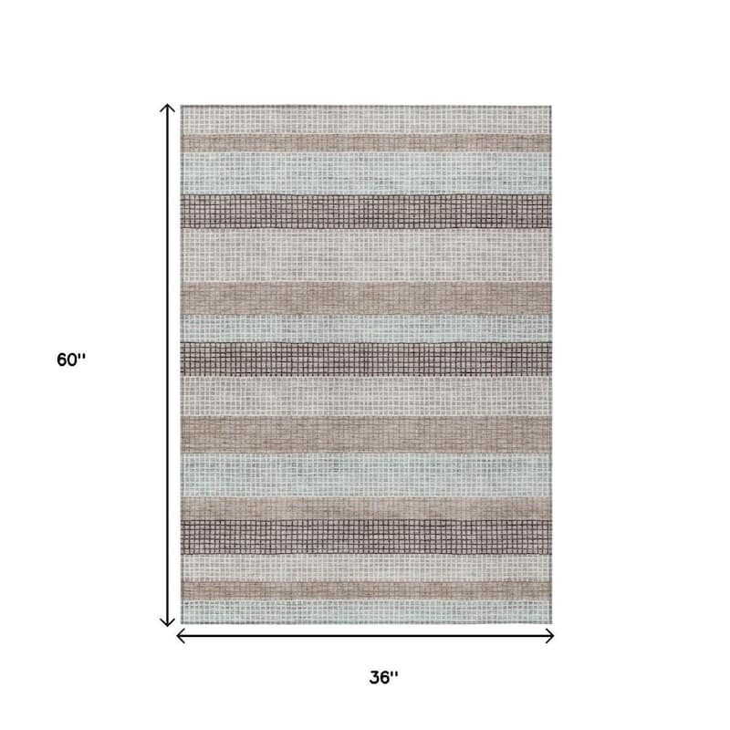 HomeRoots Striped Transitional Rectangle Outdoor Rug