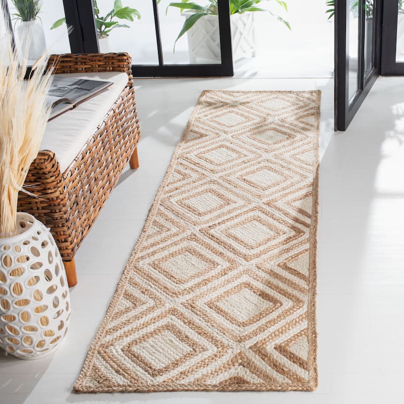 SAFAVIEH Handmade Cape Cod Alzira Coastal Jute Rug - 2'3" x 8' Runner - Natural/Ivory