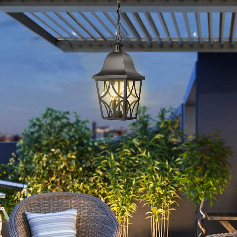 16" Elegant Matte Black Outdoor Wall Lantern with Clear Glass - Waterproof Sconce for House, Garage, and Front Door Lighting