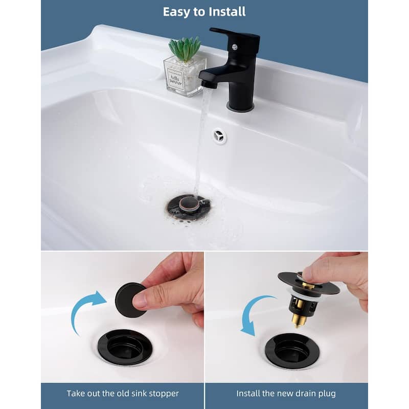 2pcs All Metal Universal Bathroom Sink Stopper for 1.0-1.8" Drain Hole