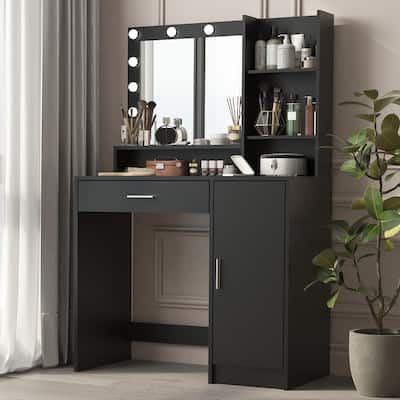Vanity Dresser with Mirror Set Storage Drawers Luxury Furniture