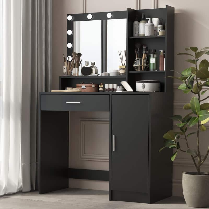 Vanity Dresser with Mirror Set Storage Drawers Luxury Furniture