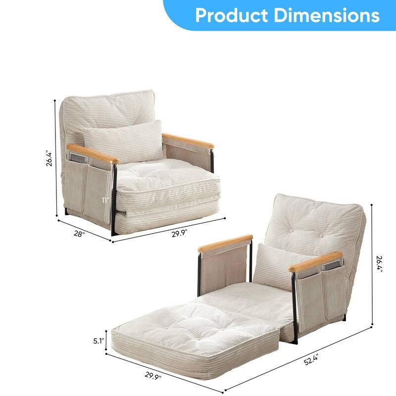 Mixoy Muti-Functional Folding Floor Sofa Bed,3-Seater,2-Seater,1-Seater Lazy Futon Sofa with 6 Position Adjustable Backrest