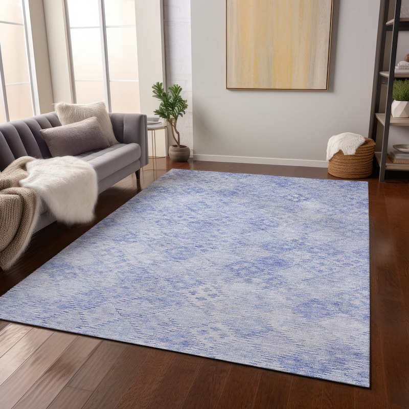 Machine Washable Indoor/ Outdoor Boho Modern Chantille Rug