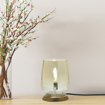 River of Goods Metallic Smoke Crackled Glass 7.9-inch Handblown Accent Table Lamp - 5.5"L x 5.5"W x 7.9"H