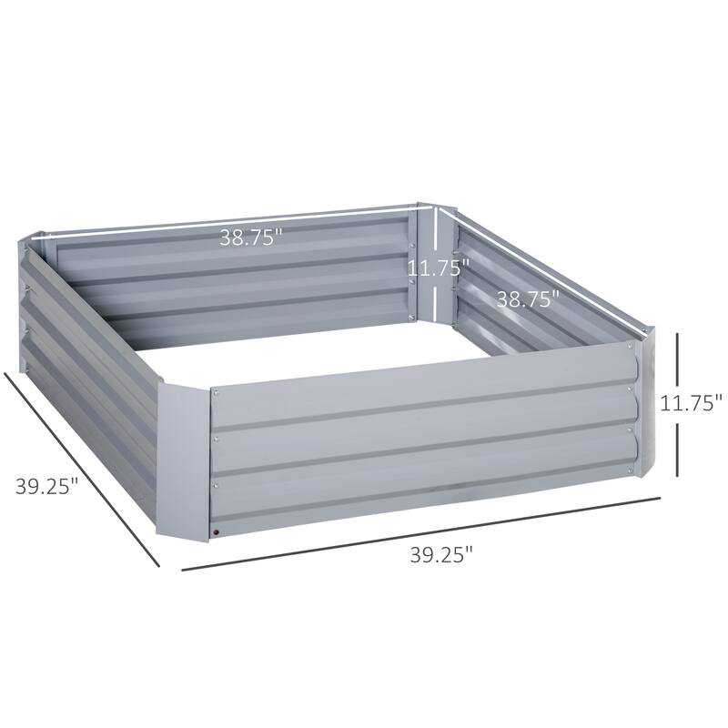 Outsunny Set of 2 Garden Beds Steel Metal Planter Boxes