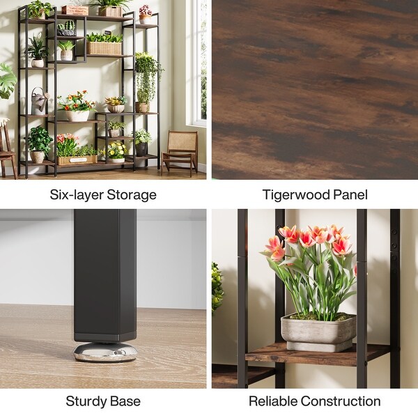 Wood/ Metal 15-Shelf Indoor Plant Stand Flower Display Rack - Bed