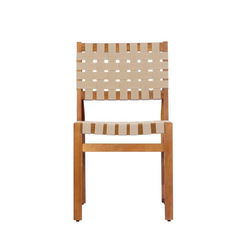 Christopher Knight Home - Orla Outdoor Acacia Wood Dining Set with Woven Rope Side Chairs & Rectangular Slat Table