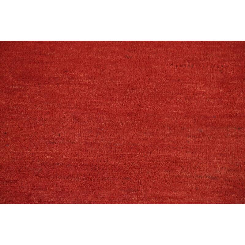 Modern Red Gabbeh Oriental Area Rug Hand-Knotted Wool Carpet - 5'6"x 7'10"