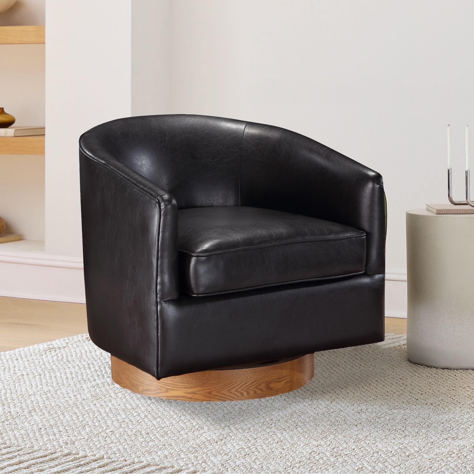 Brown barrel hotsell swivel chair