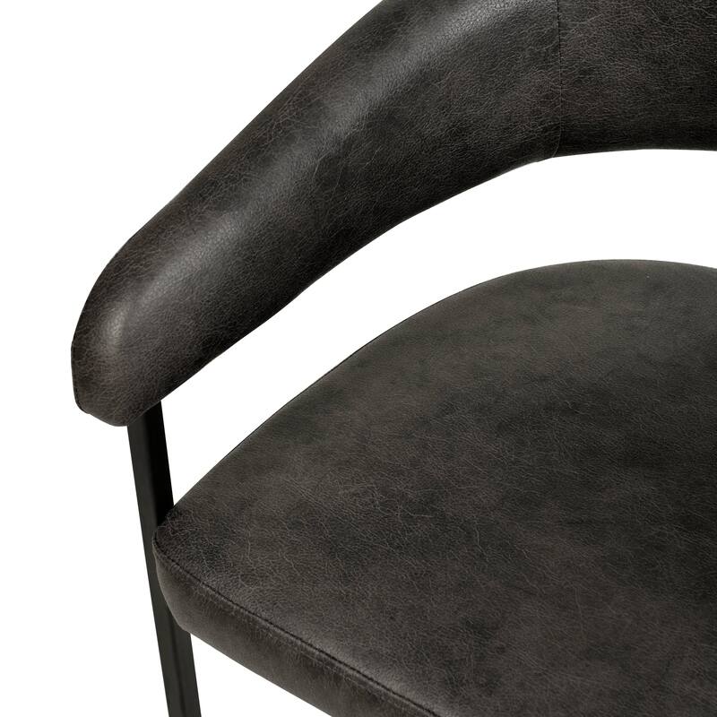 LeisureMod Set of 2 Aero Upholstered in Leather Dining Chair in Iron Accent Armchair in Polyester for Home & Kitchen