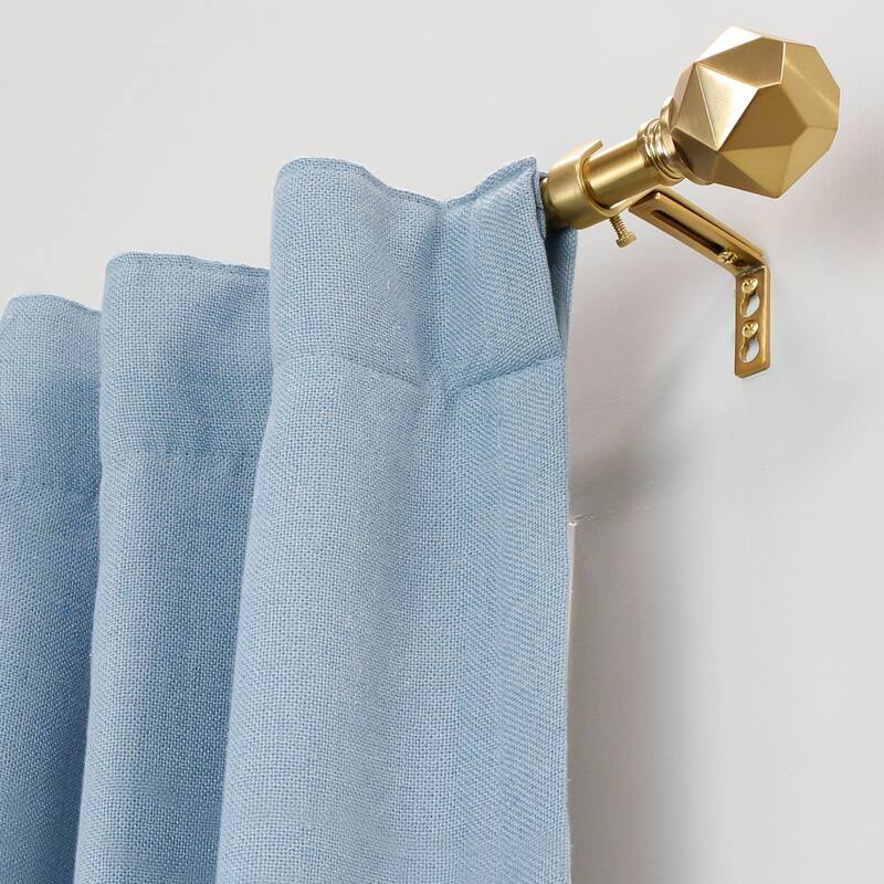 Lumi 3/4" Single Curtain Rod Set Champagne- Geometric finials