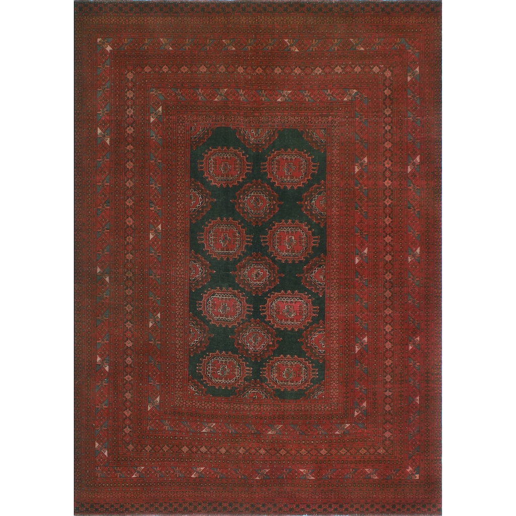 Noori Rug Fine Vintage Distressed Ken Red/Charcoal Rug - 6'4" x 9'0"