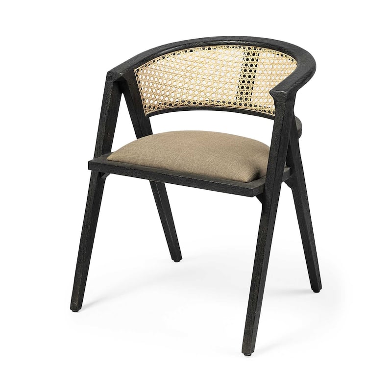 Modern Upholstered Linen Open Back Dining Armchair in Coastal - 22.5” x 20” x 29”