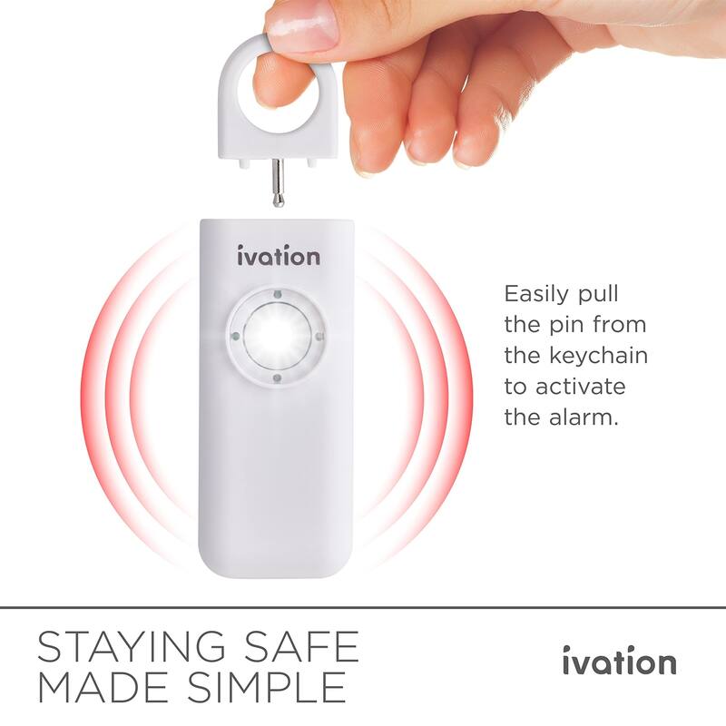 Ivation Personal SOS Keychain Alarm, 125 dB Rechargeable Personal Alarm W/LED Strobe Light
