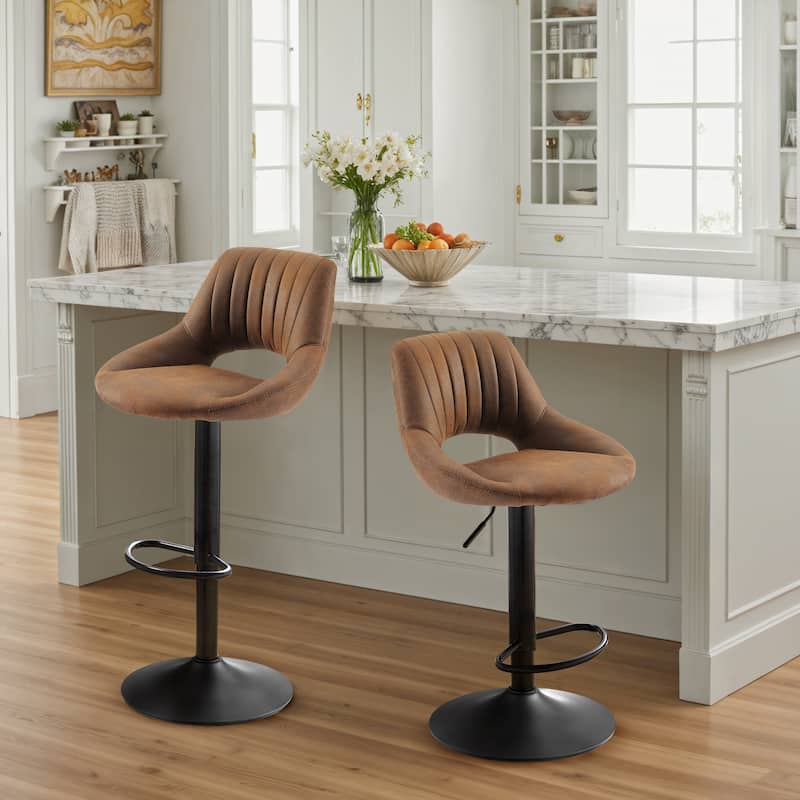 Retro Adjustable Swivel Barstool (Set of 2) - Brown