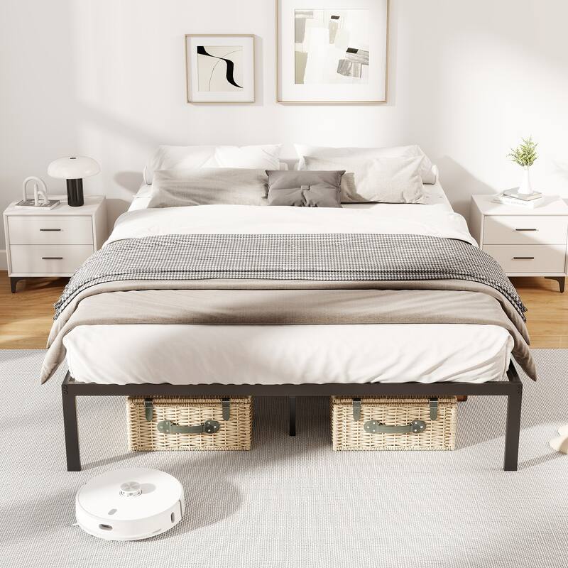 Gymax Full Size Metal Bed Frame Heavy Duty Support Slats Mattress