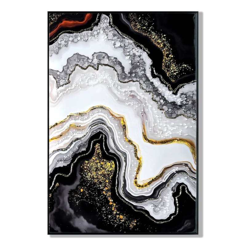 Luxury Crystal Pearl Oil Painting Wall Art Contemporary Hallway Decor Premium Canvas Mural - White