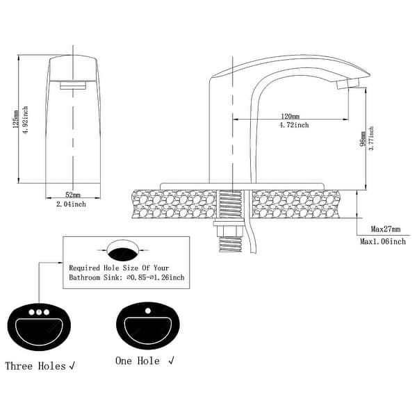dimension image slide 1 of 2, WIZ Automatic Sensor Touchless Bathroom Sink Faucet