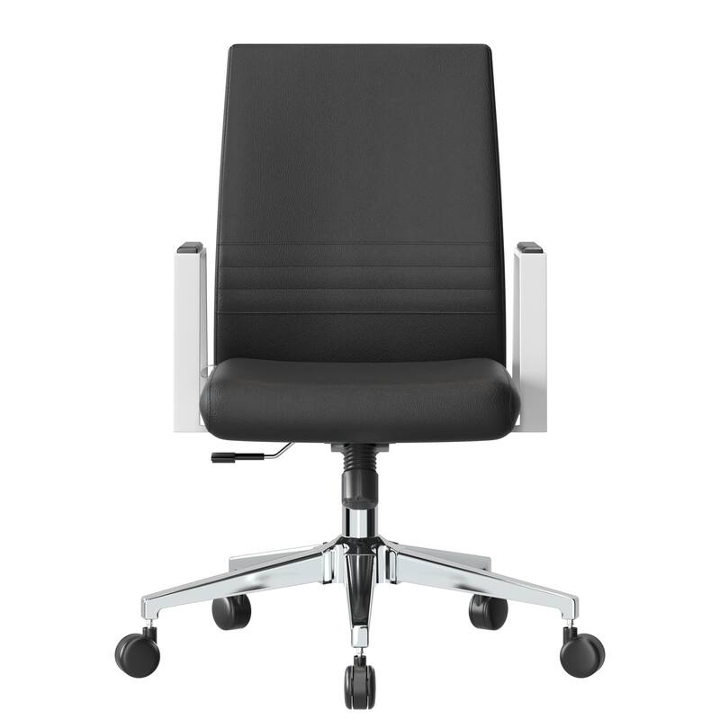 Modern Office Chair with Leather Upholstery & Iron Frame - Swivel Tilt Desk Chair