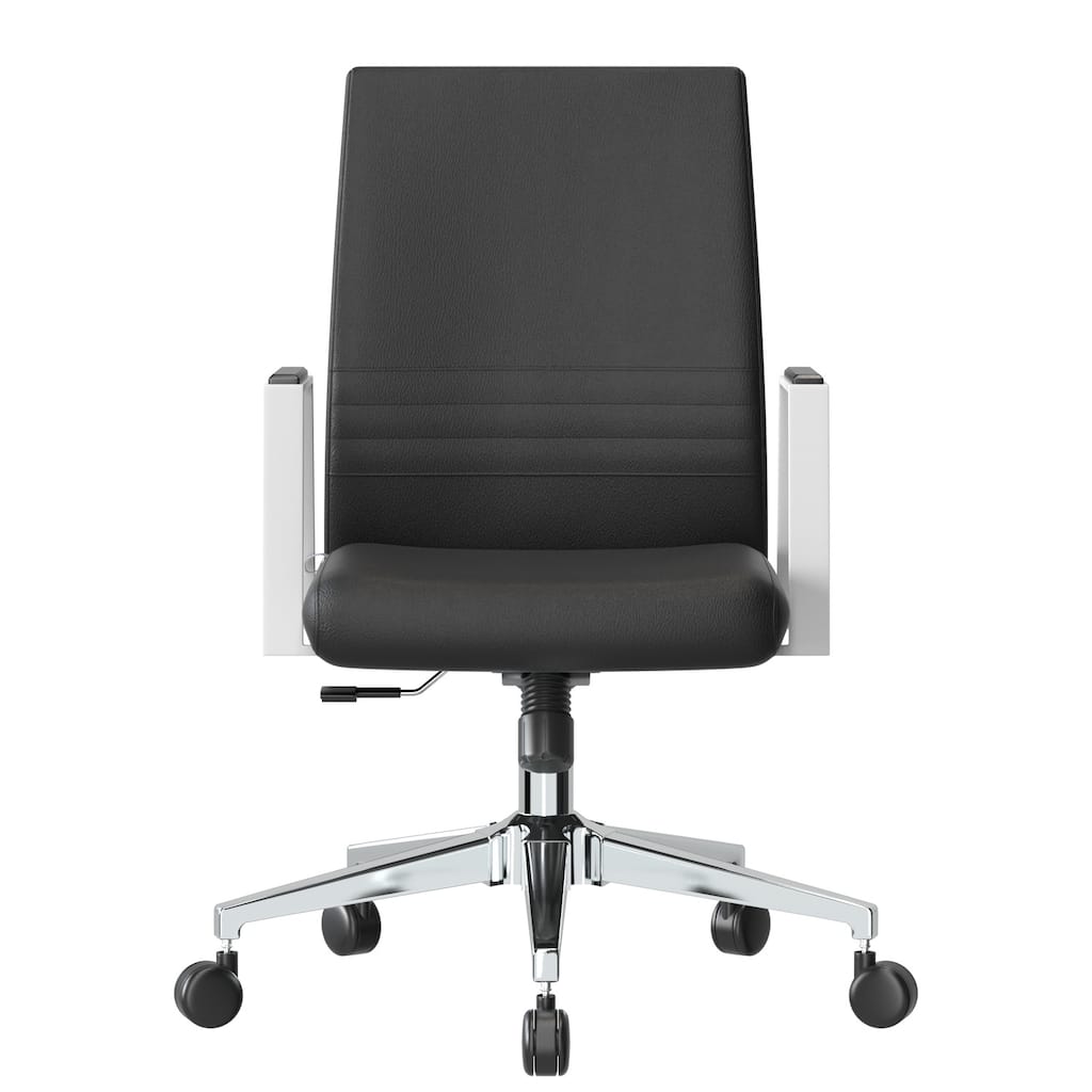 Modern Office Chair with Leather Upholstery & Iron Frame - Swivel Tilt Desk Chair