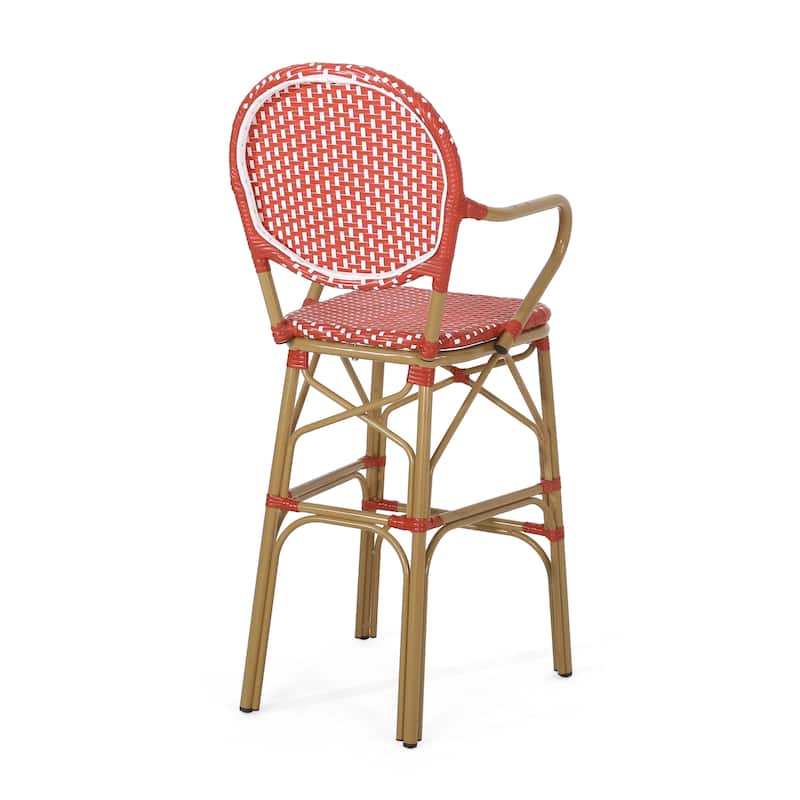 Vande Wicker and Aluminum Outdoor 29.5 Inch French Barstools by Christopher Knight Home