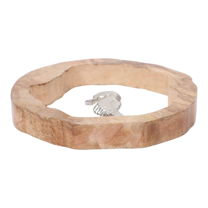 Decorative Figurine on Round Wooden Stand Sculpture