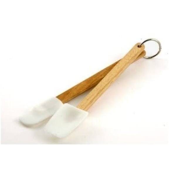 Norpro 2-piece Mini Wood Handle Silicone Kitchen Spatula & Scoop Set - White - 1-pack