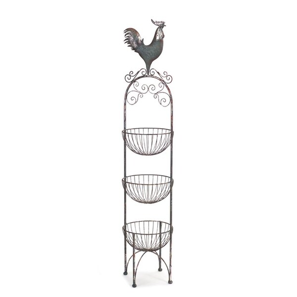 Pack Of 2 Country Rustic Distressed Rooster Three Tier Basket Stands Pack Of 2 Country Rustic Distressed Rooster Three Tier Basket Stands 50 5 Silver